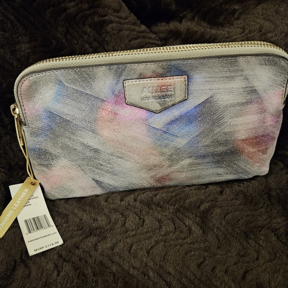 NWT Clutch Wallet By Aimee K! 🩷💙 Pastels In A  Metallic Brush Design